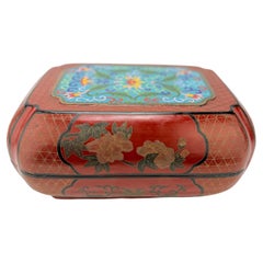Chinese Cloisonne Mounted Red & Black Lacquer Box