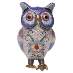 Chinese Cloisonné Owl Figure