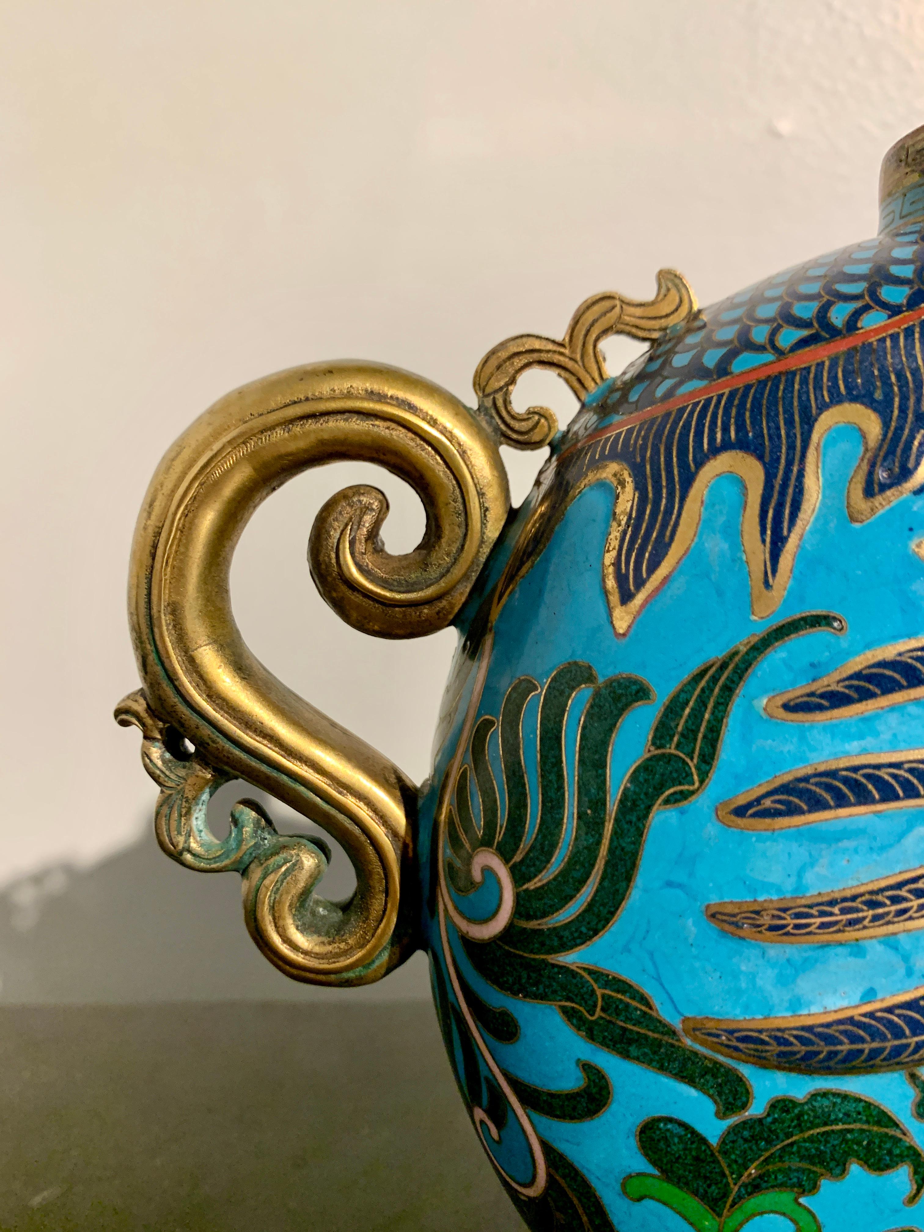 Chinese Cloisonne Phoenix Head Tea or Wine Pot, Mid 20th Century, China For Sale 1