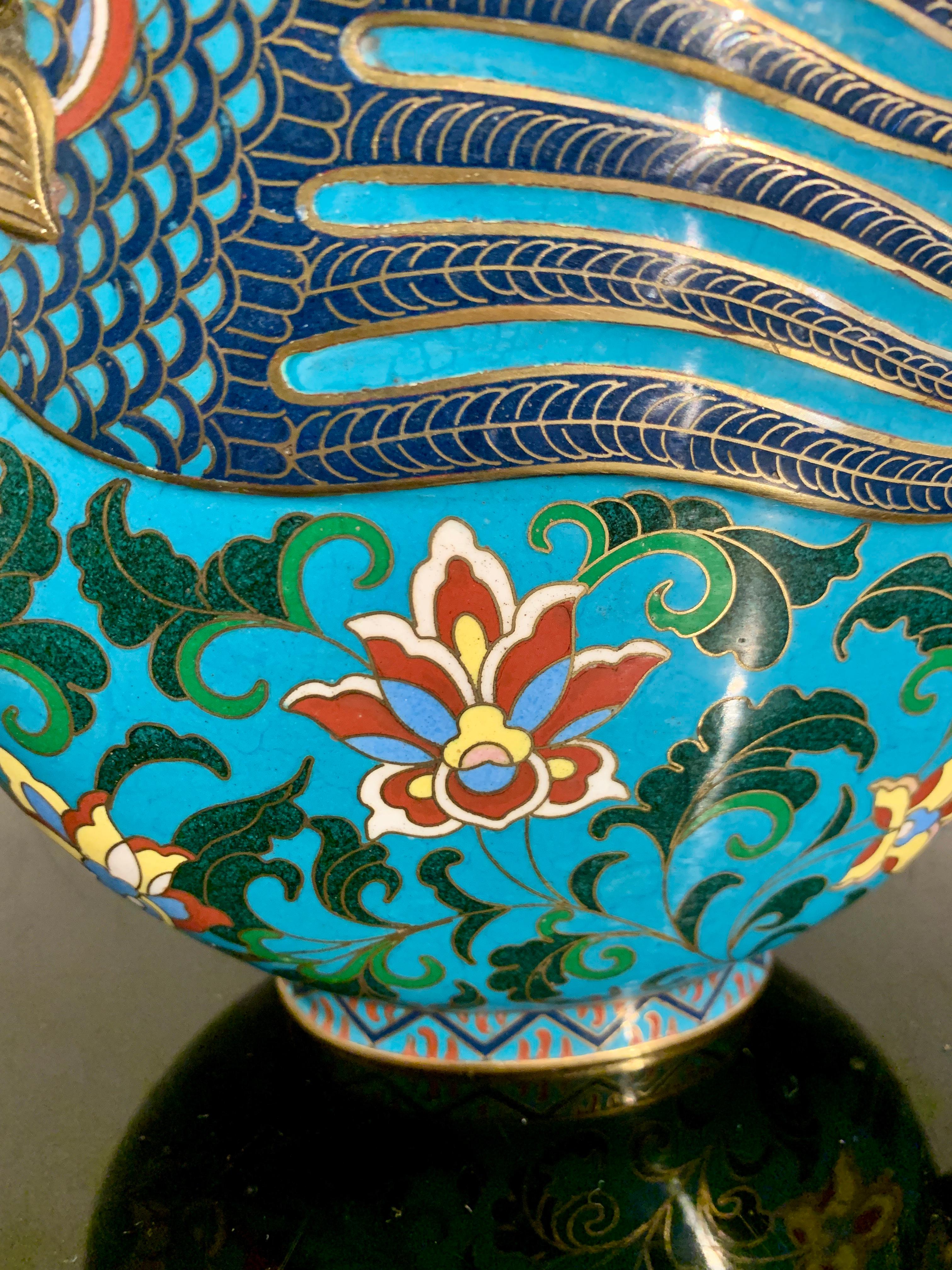 Chinese Cloisonne Phoenix Head Tea or Wine Pot, Mid 20th Century, China For Sale 2