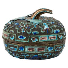 Chinese Cloisonne Pumpkin Form Lidded Box