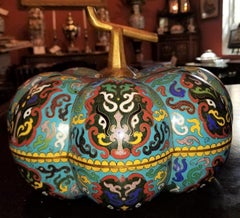 Chinese Cloisonne Pumpkin Lidded Box