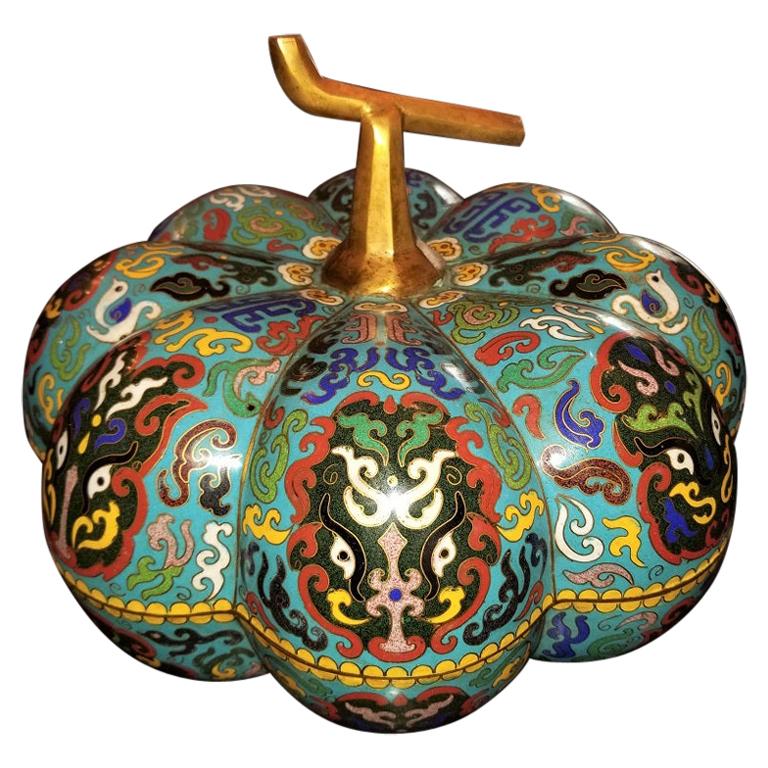 Chinese Cloisonne Pumpkin Lidded Box