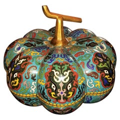 Chinese Cloisonne Pumpkin Lidded Box