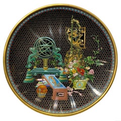 Chinese Cloisonne 'Scholar's Still Life' Charger
