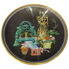 Chinese Cloisonne 'Scholar's Still Life' Charger