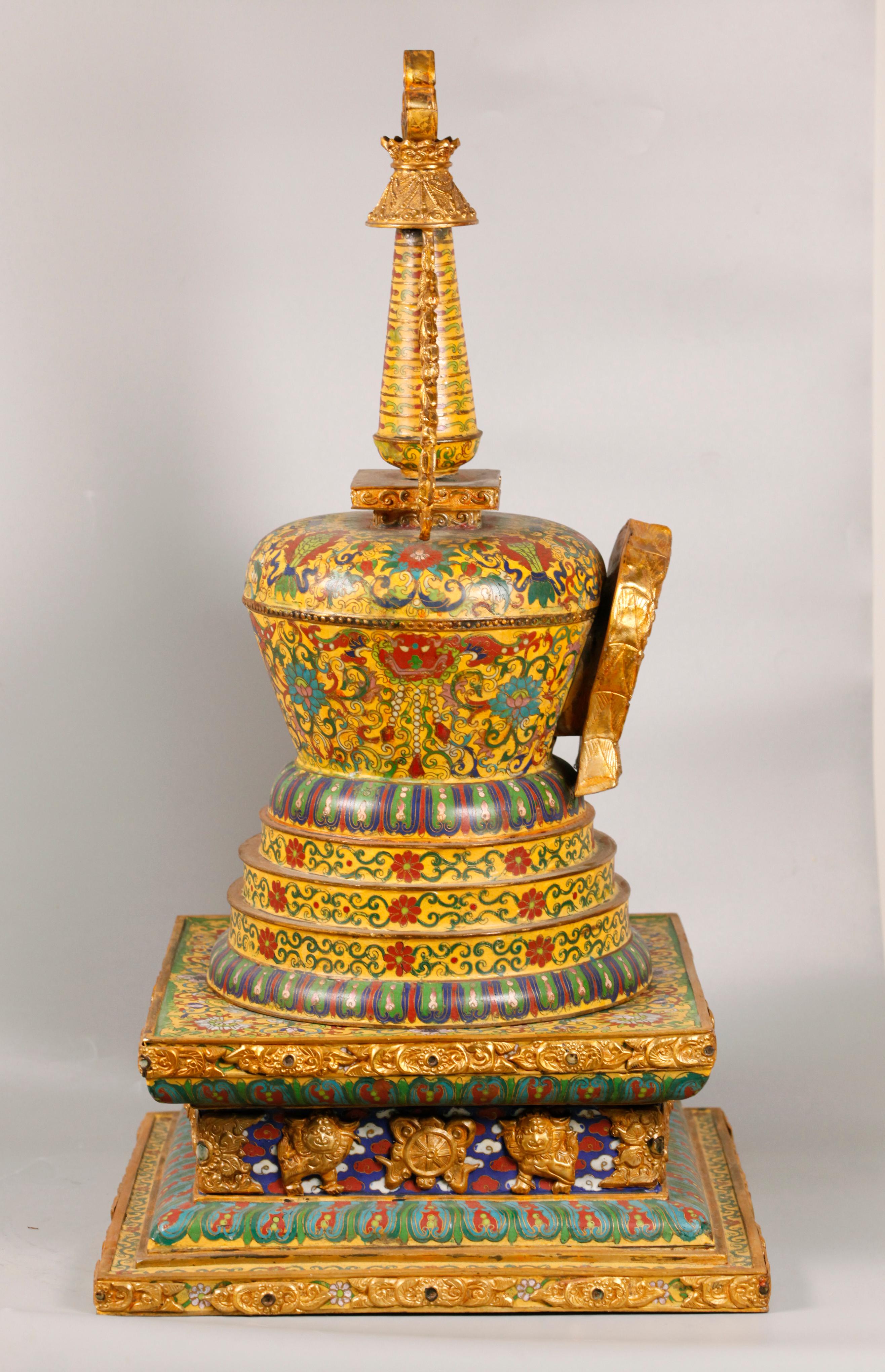 20th Century Chinese cloisonné shrine/stupa For Sale