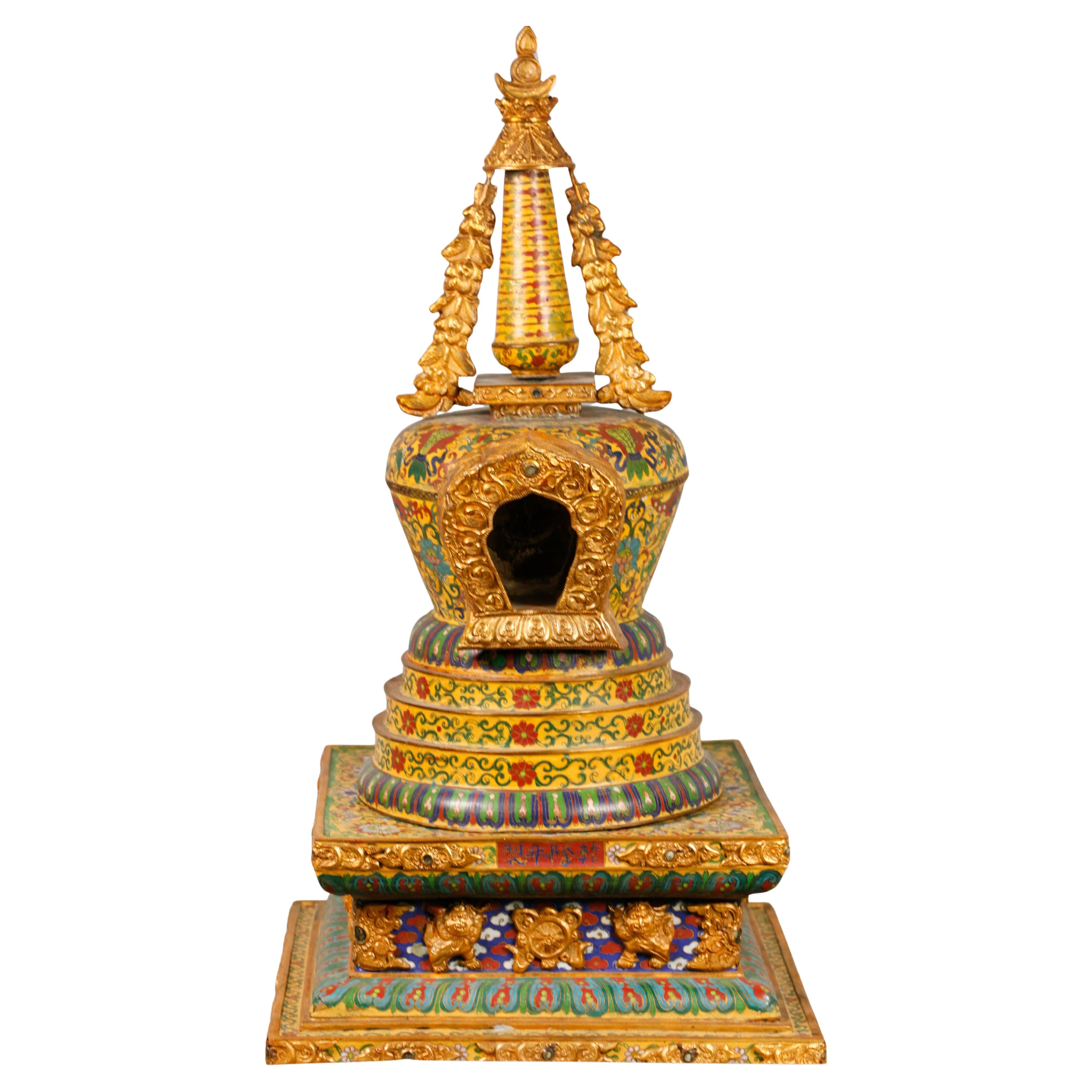 Chinese cloisonné shrine/stupa For Sale