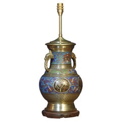 Chinese cloisonne twin handled lamp base