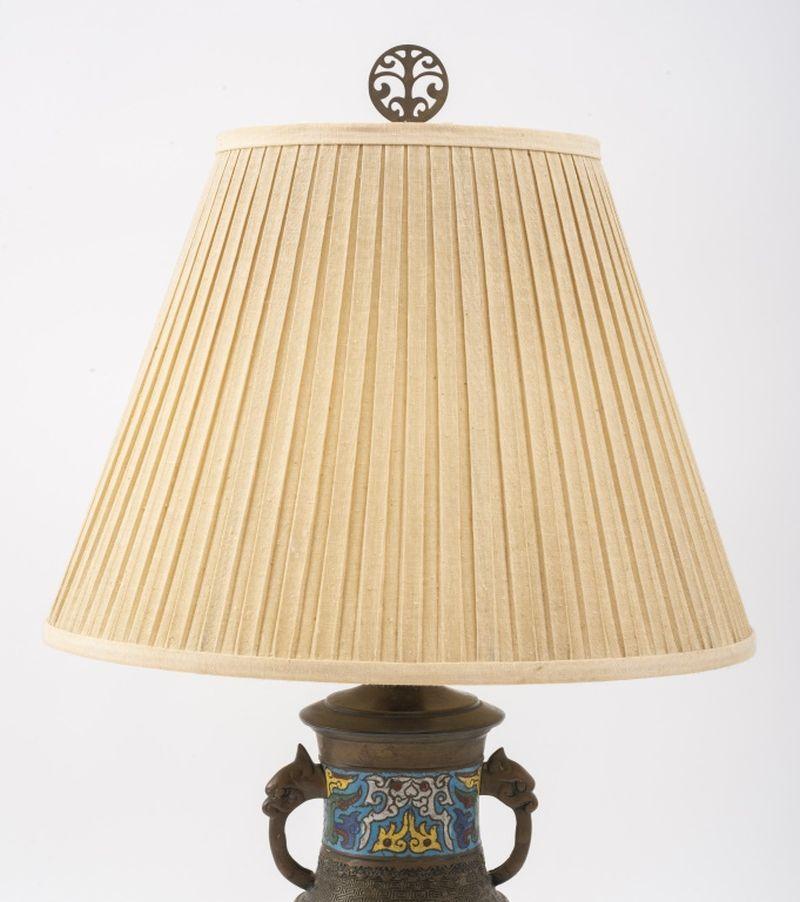 Chinese Cloisonne Two Handled Urn Mounted as Lamp In Good Condition For Sale In Astoria, NY