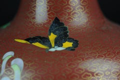 Chinese Cloisonne Vase Bronze or Copper Butterfly Republic, 20th Century