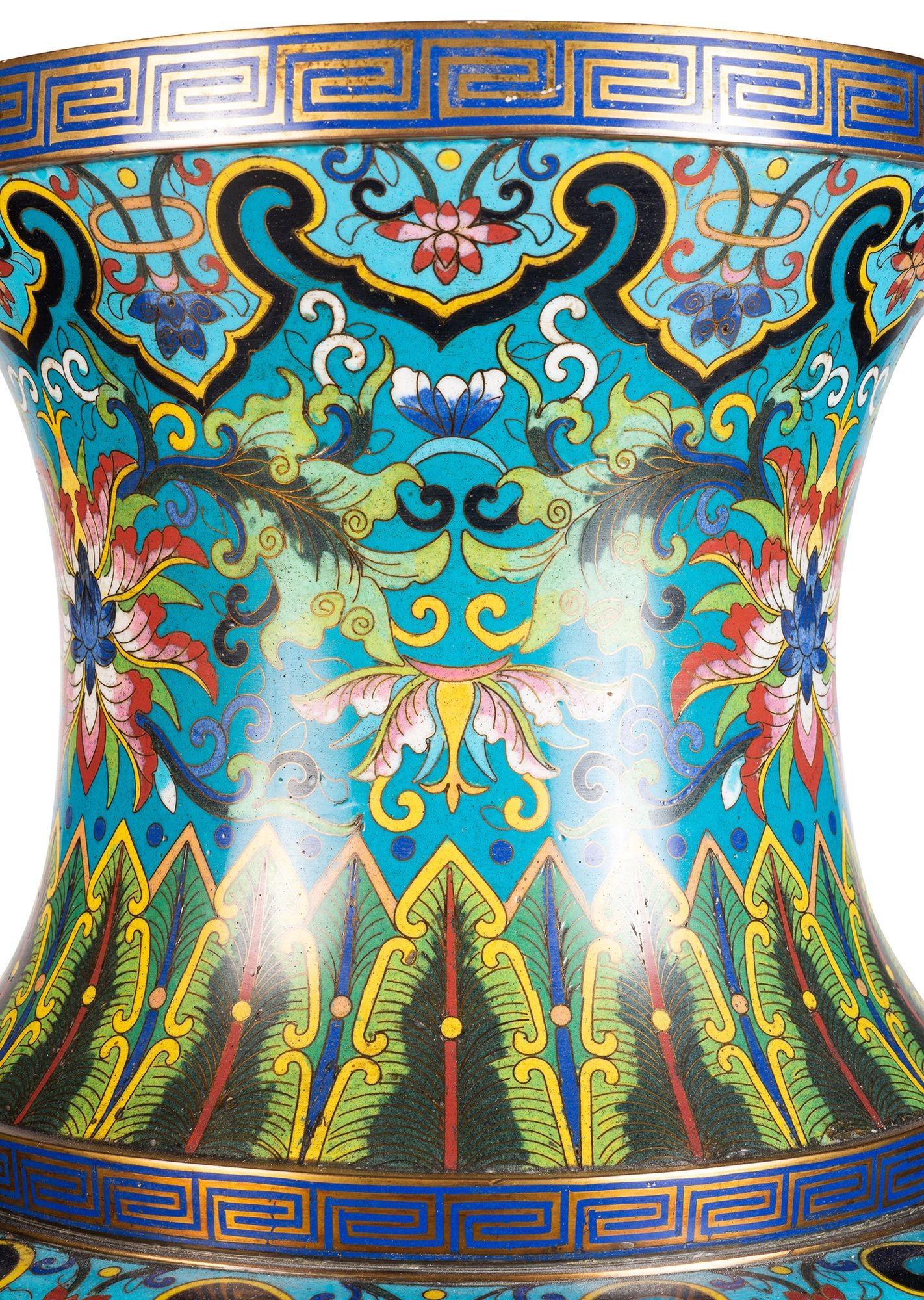 Chinese Export Chinese Cloisonné vase/ lamp, circa 1880 For Sale