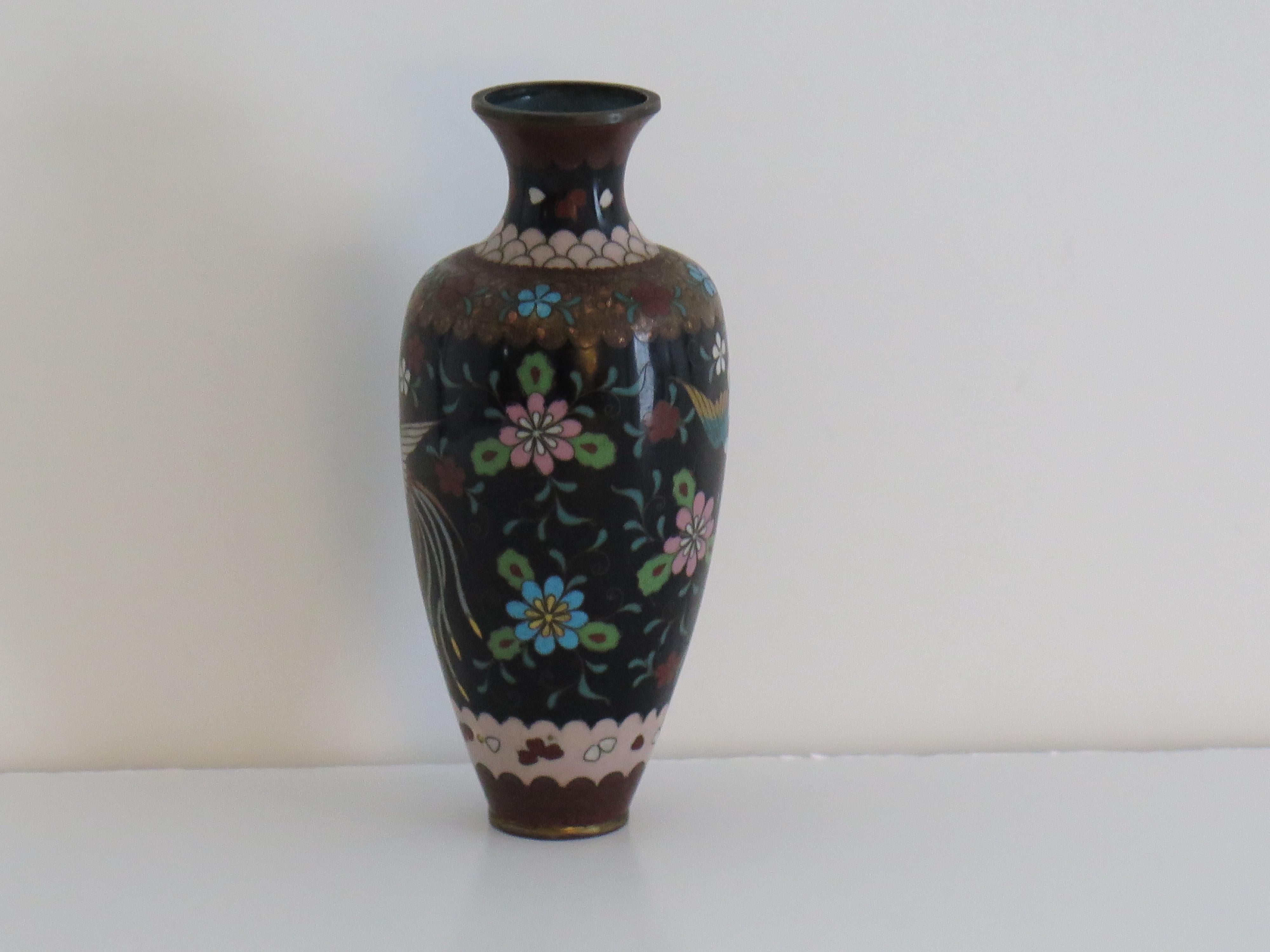 Chinese Cloisonné Vase on Bronze with Phoenixes,  19th Century Qing period  For Sale 1