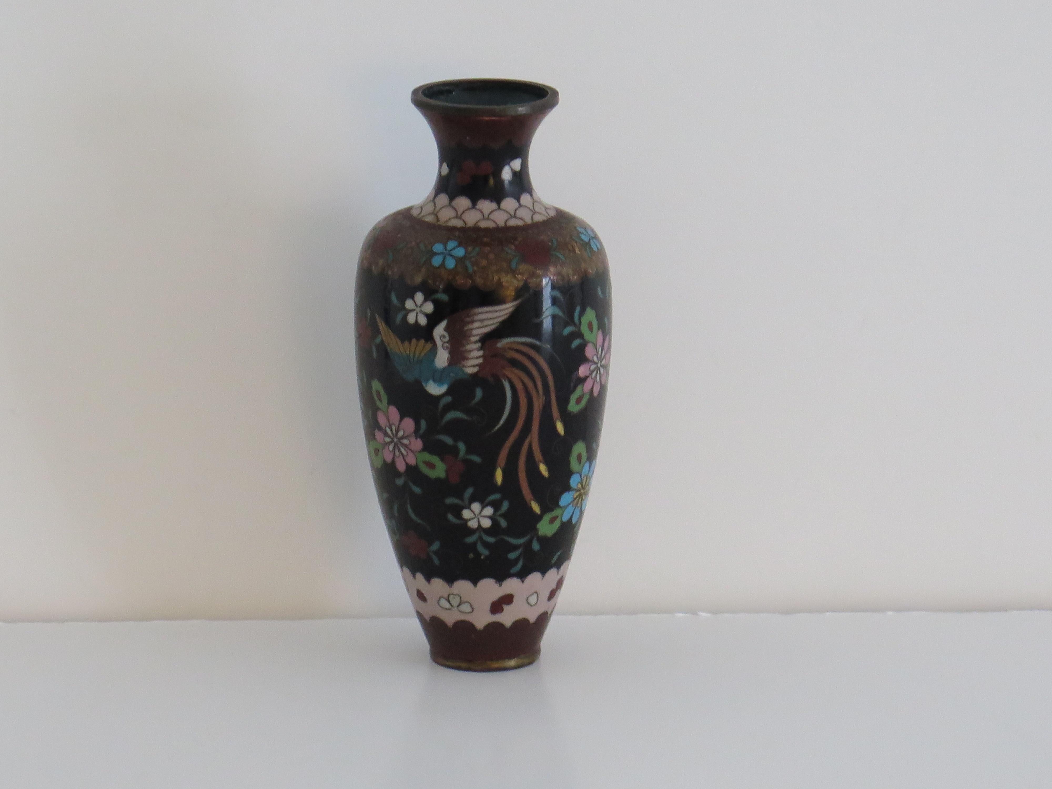 Chinese Cloisonné Vase on Bronze with Phoenixes,  19th Century Qing period  For Sale 2