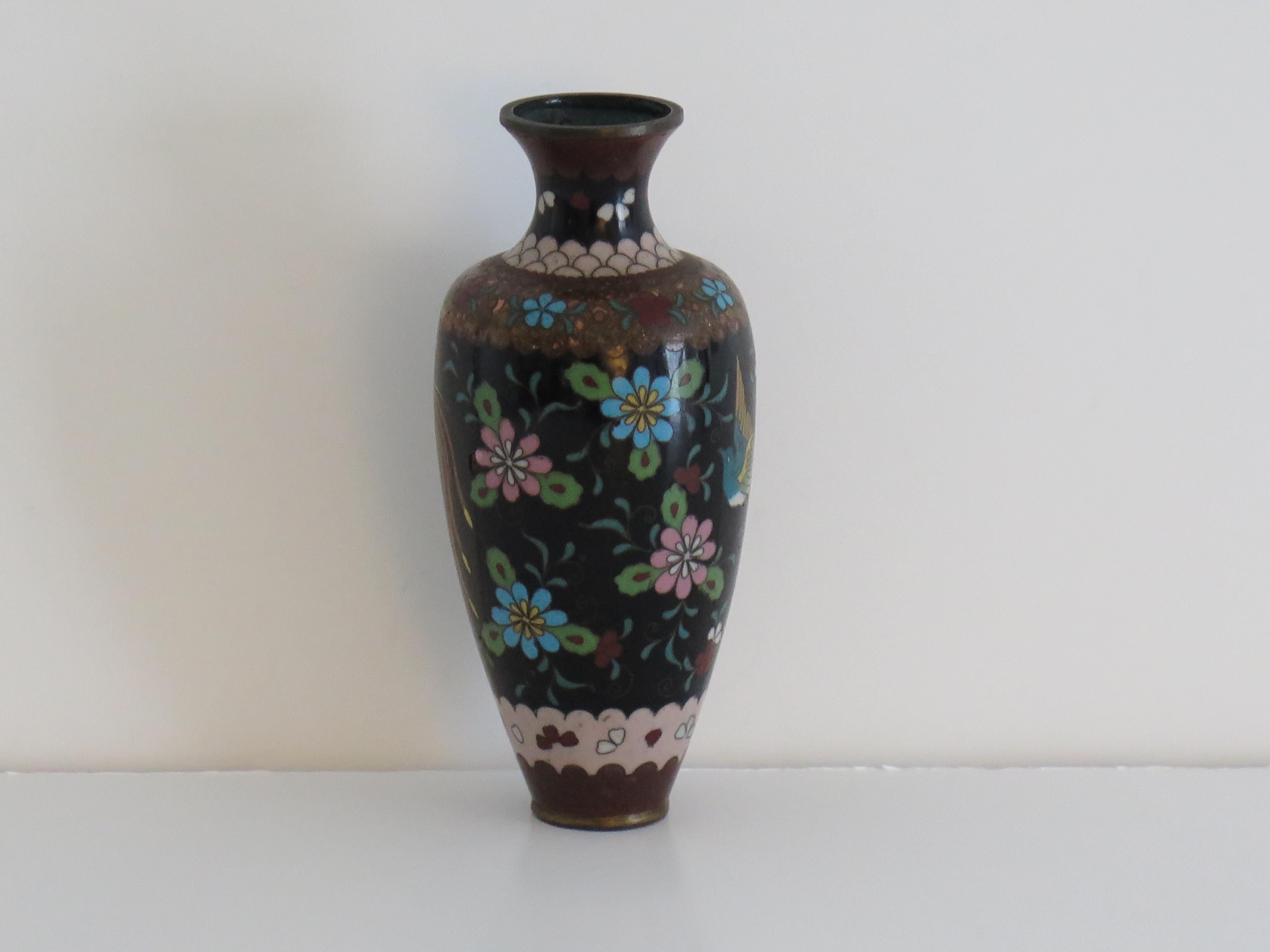 Chinese Cloisonné Vase on Bronze with Phoenixes,  19th Century Qing period  For Sale 3