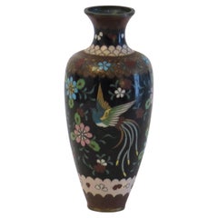 Antique Chinese Cloisonné Vase on Bronze with Phoenixes,  19th Century Qing period 