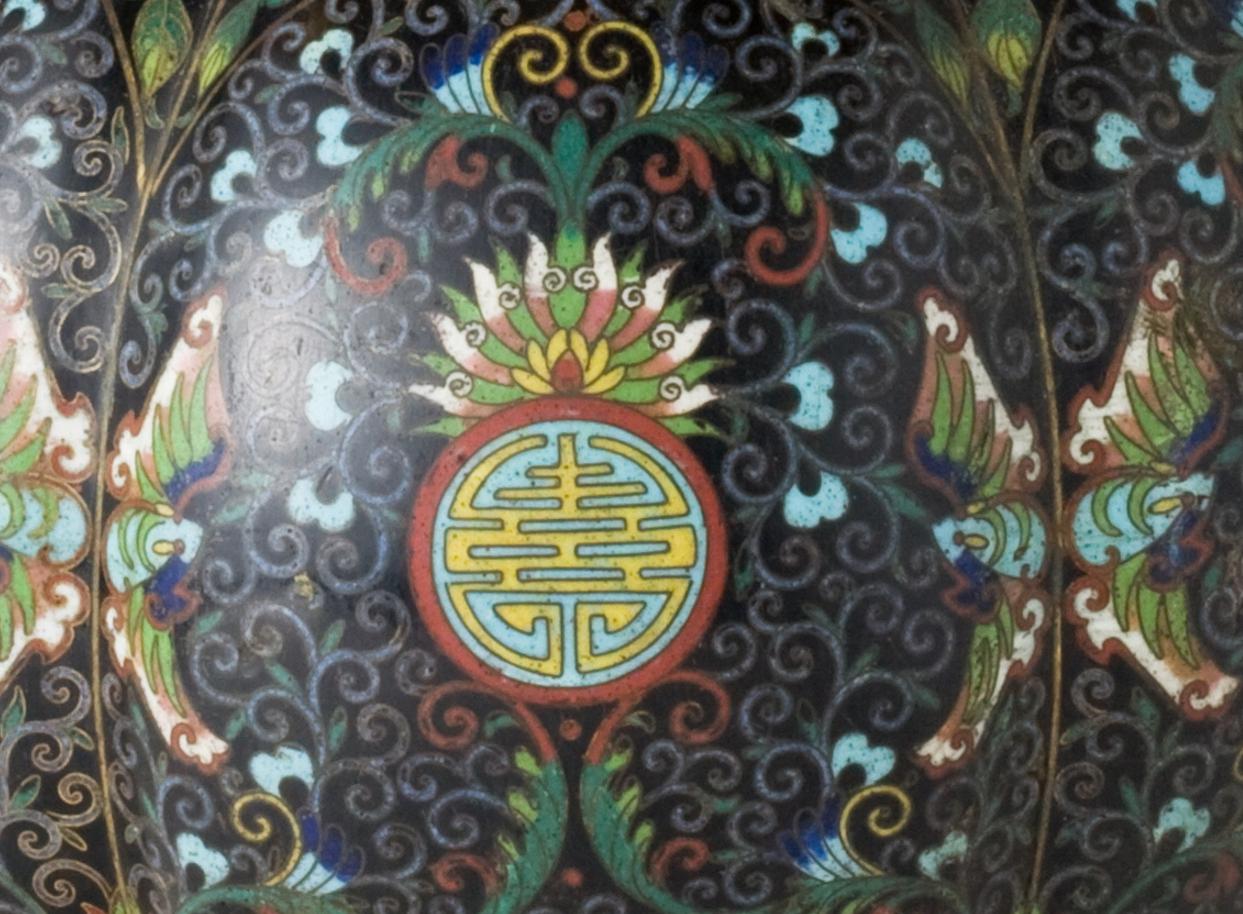 Enamel Chinese Cloisonné Vase, Qing Period, 19th Century For Sale