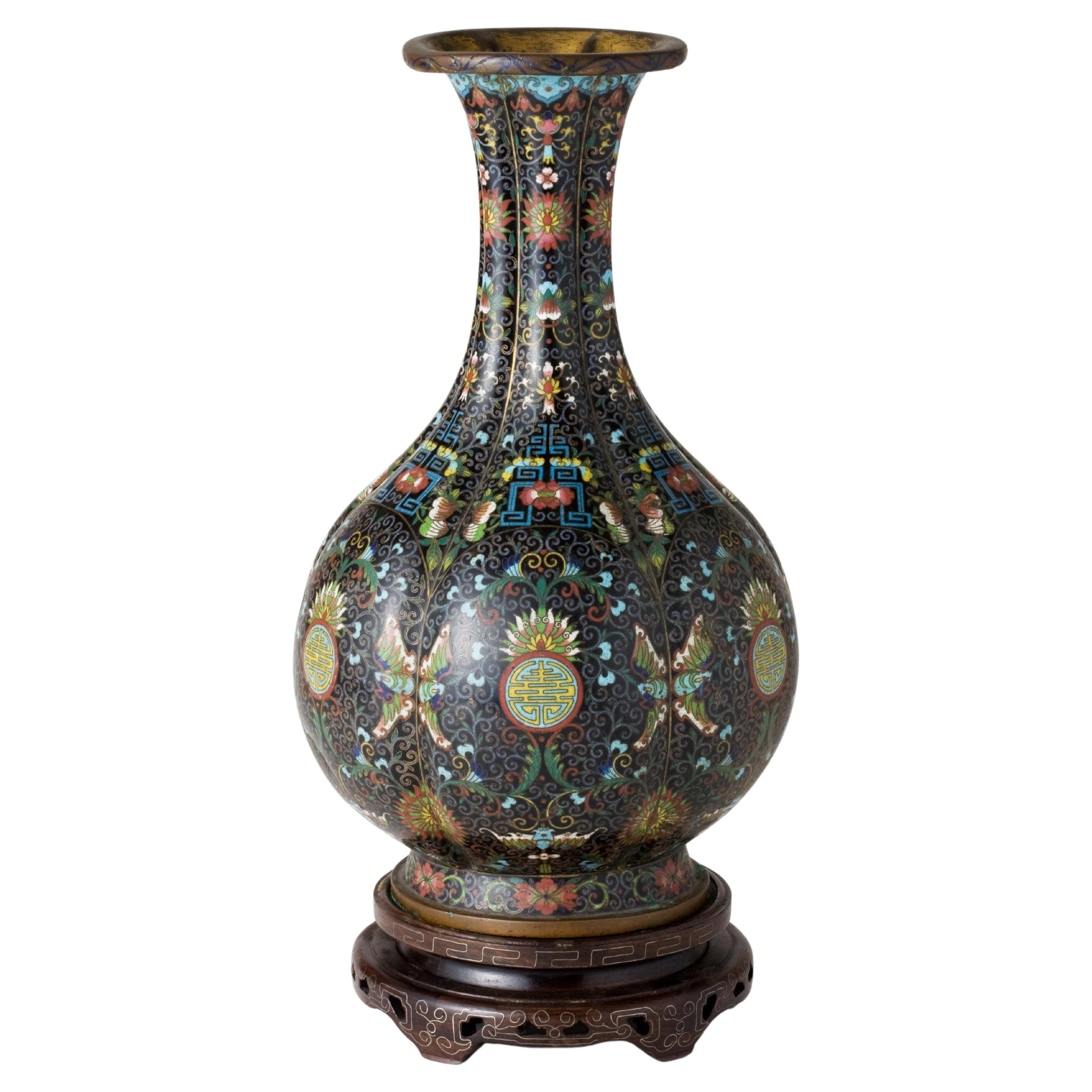 Chinese Cloisonné Vase, Qing Period, 19th Century For Sale