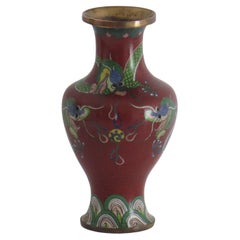 Chinese Cloisonné Vase with three Dragons chasing a flaming pearl, Circa 1920s