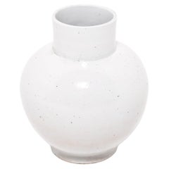 Jarrón de bola esmaltado blanco