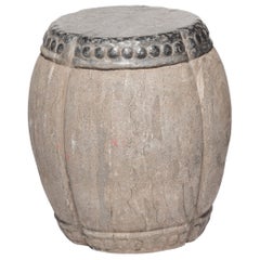 Tabouret tambour en pierre en forme de trèfle chinois