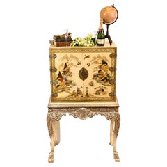 Chinese Cocktail Cabinet Chinoiserie Lacquered Furniture Painted