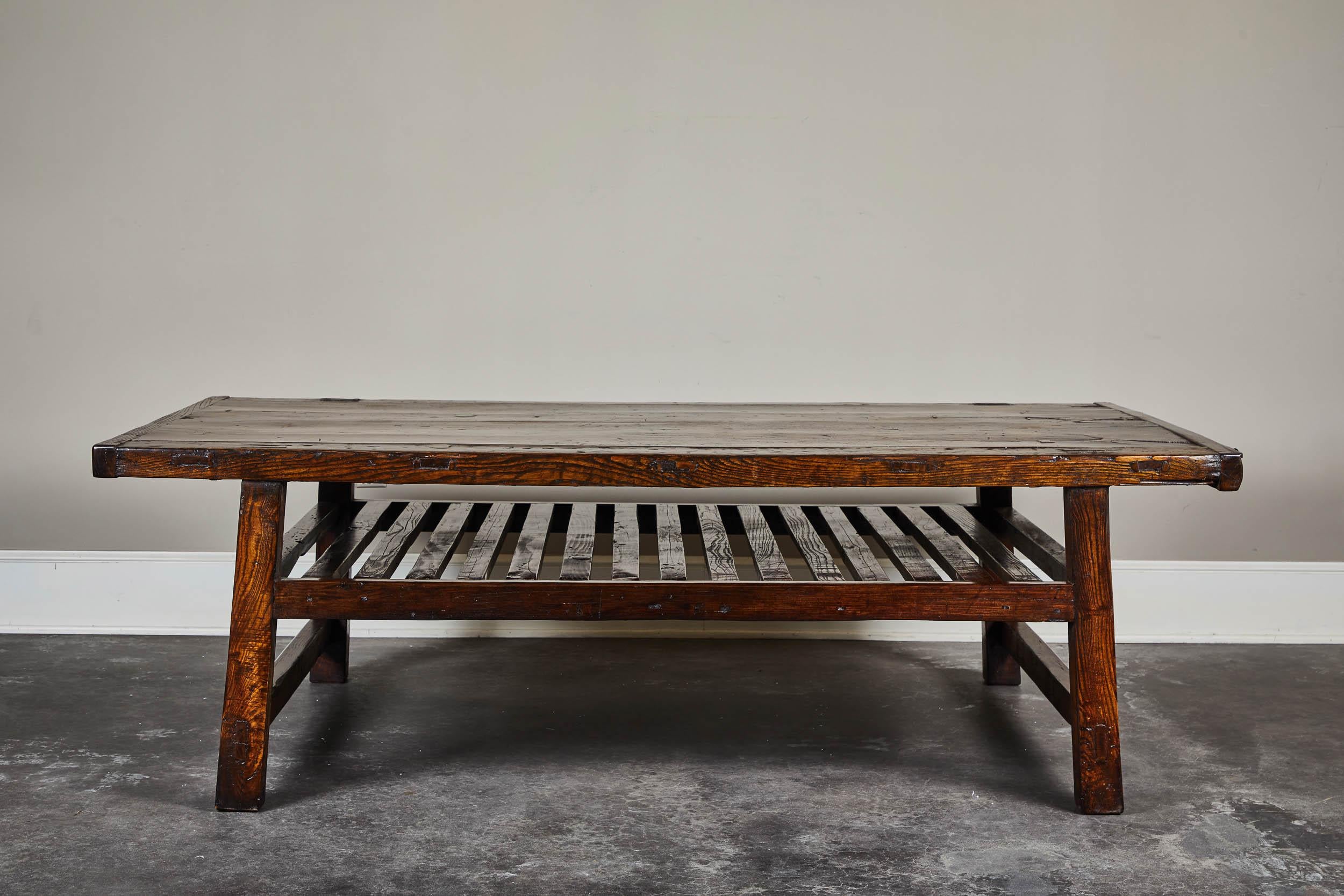 Chinese Export Chinese Coffee Table with Slatted Shelf For Sale