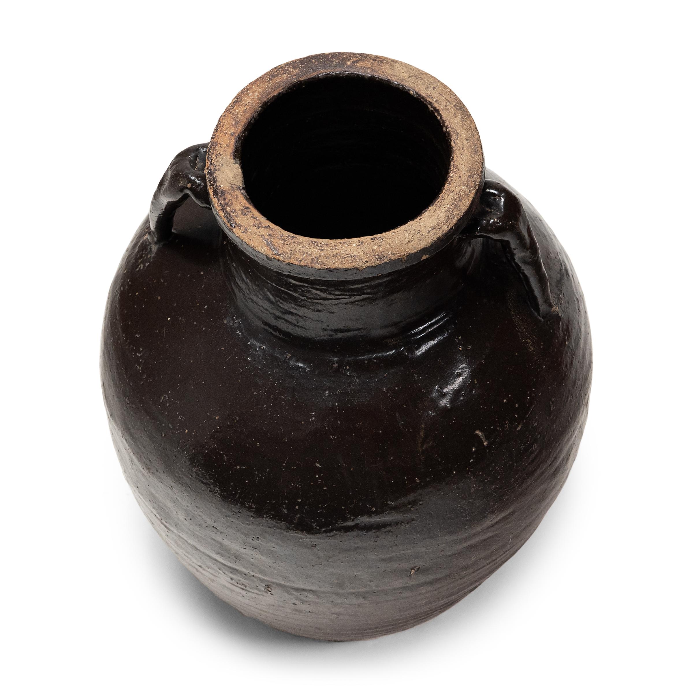 Glazed Chinese Coiled Pickling Jar, c. 1900 For Sale