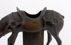 Encensoir chinois en bronze peint à froid en forme de cheval