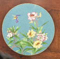 Chinese Console Table Hardwood Cloisonne Porcelain Plates