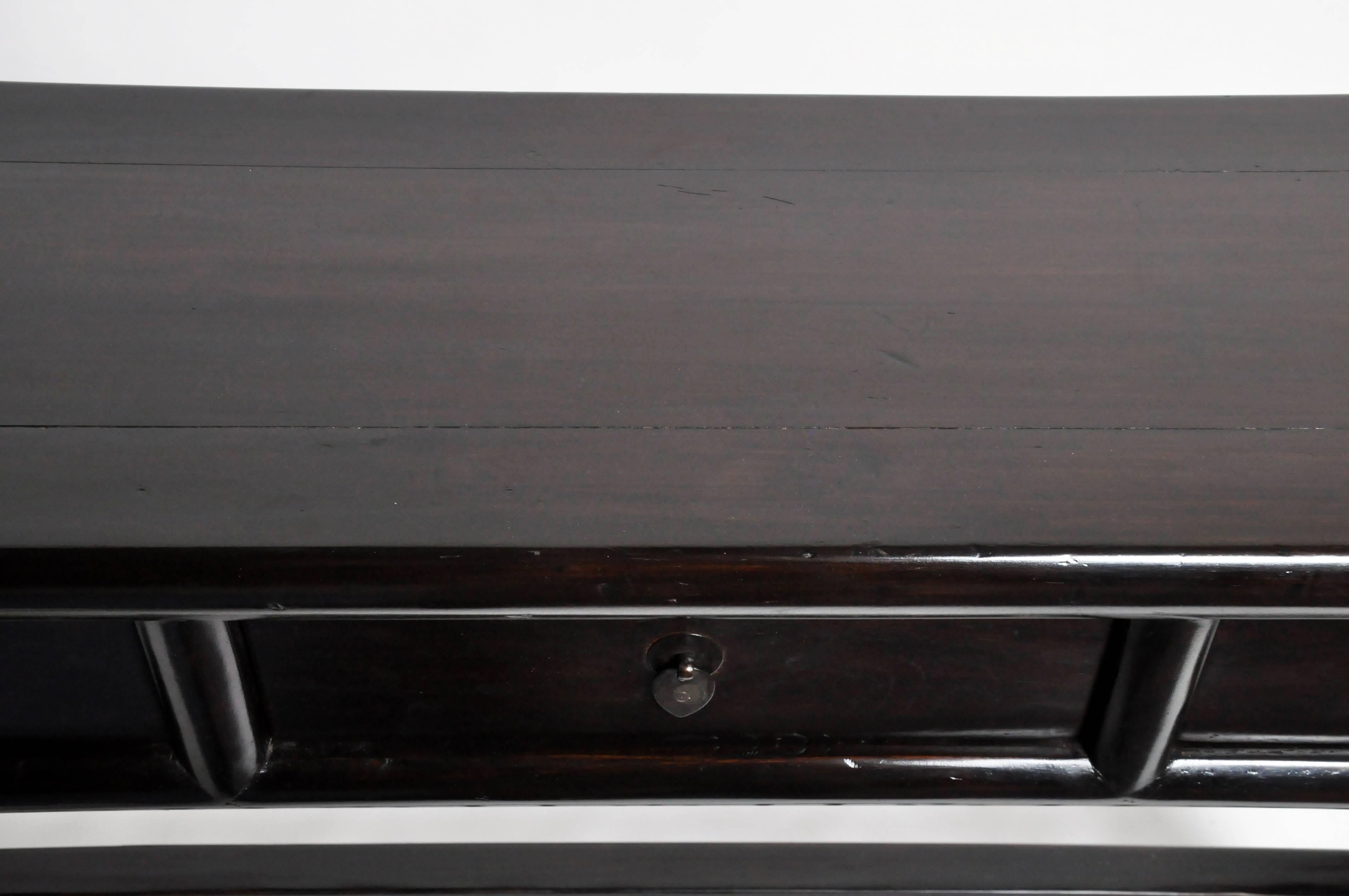 Chinese Console Table with Three Drawers and a Stretcher 8