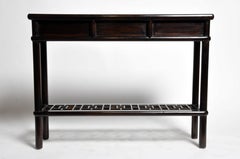 Chinese Console Table with Three Drawers and a Stretcher