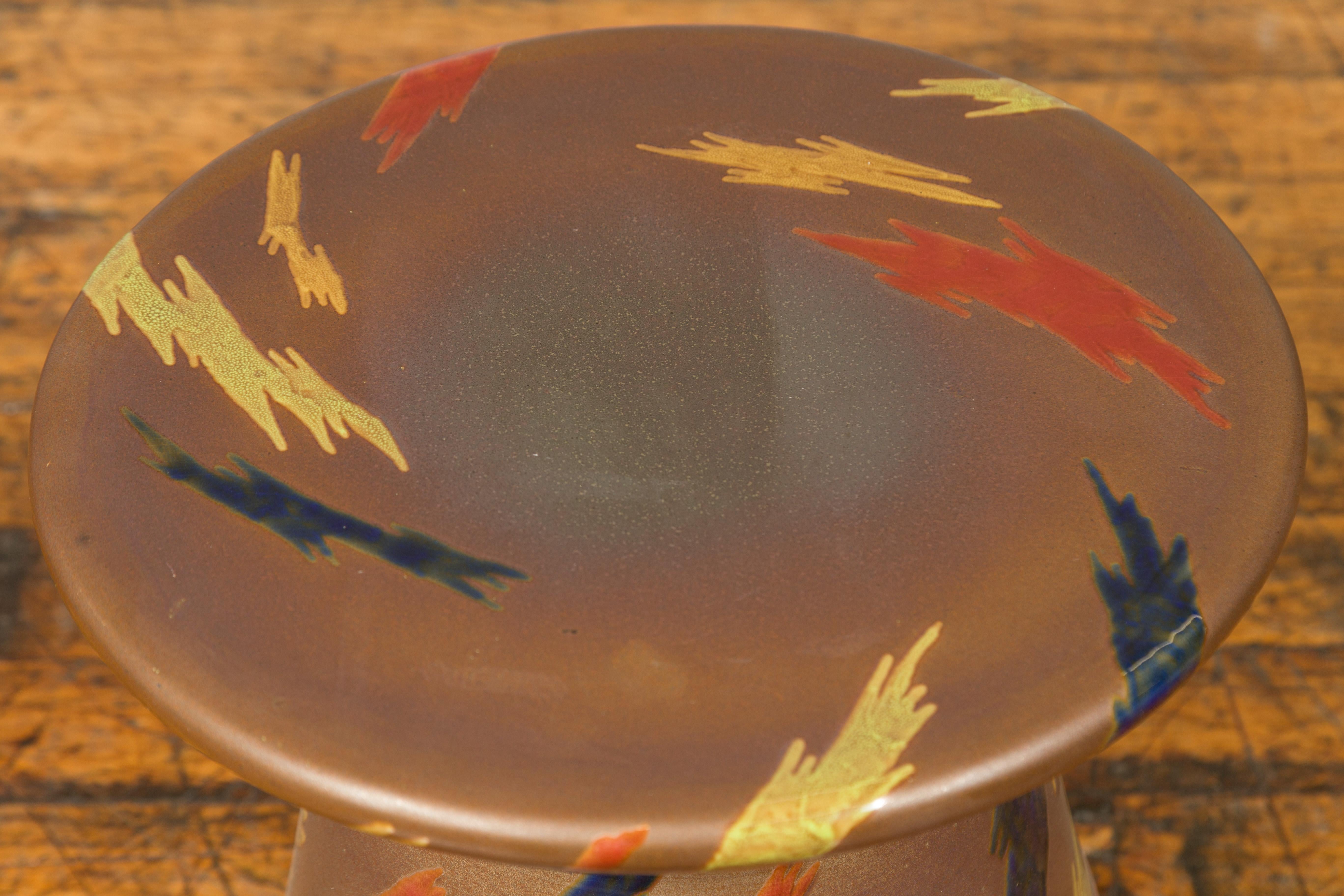 Chinese Contemporary Artisan Glazed and Hand Painted Garden Seat In Good Condition For Sale In Yonkers, NY