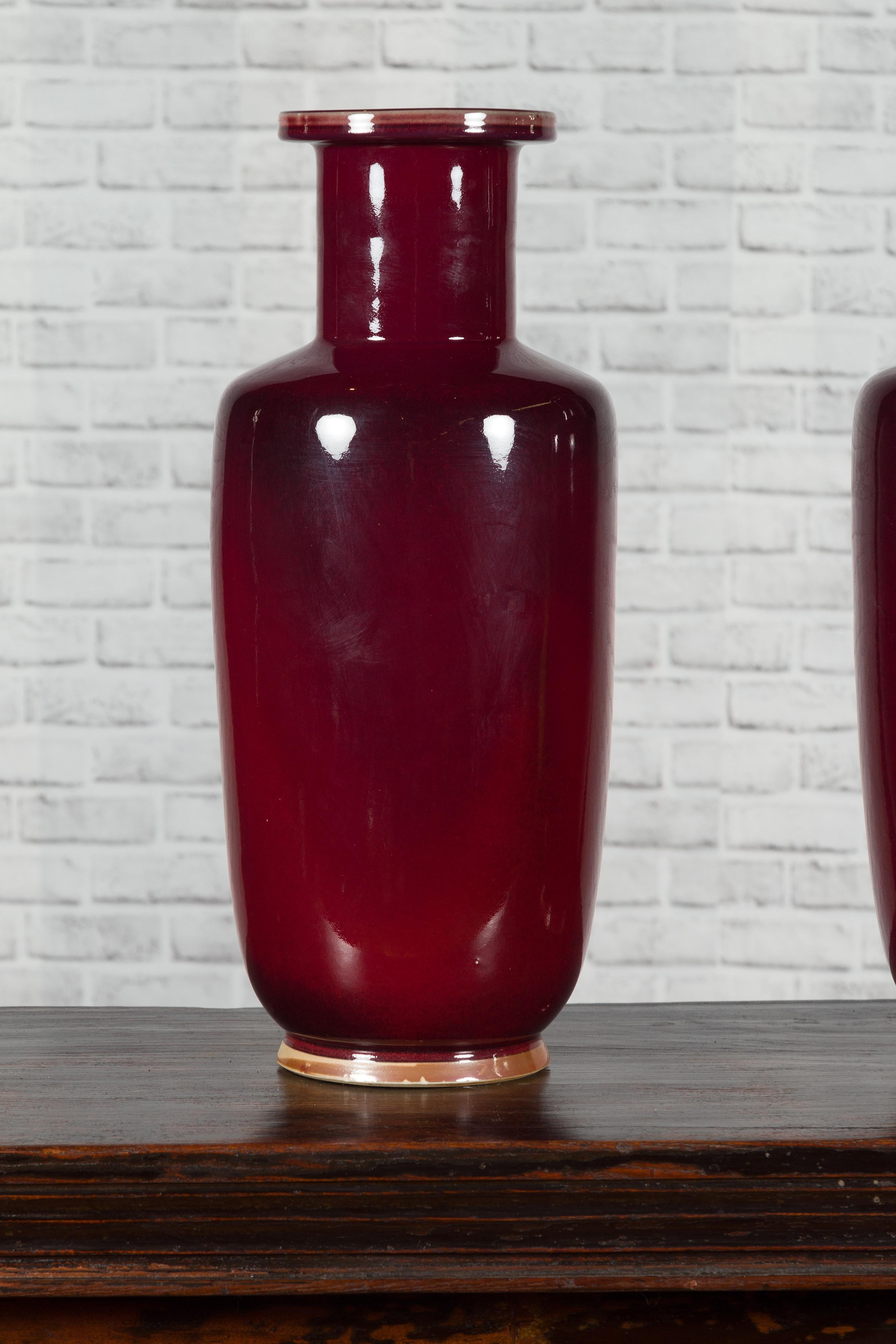 Chinese Contemporary Oxblood Altar Vases with Tall Necks, Sold Individually In Good Condition In Yonkers, NY