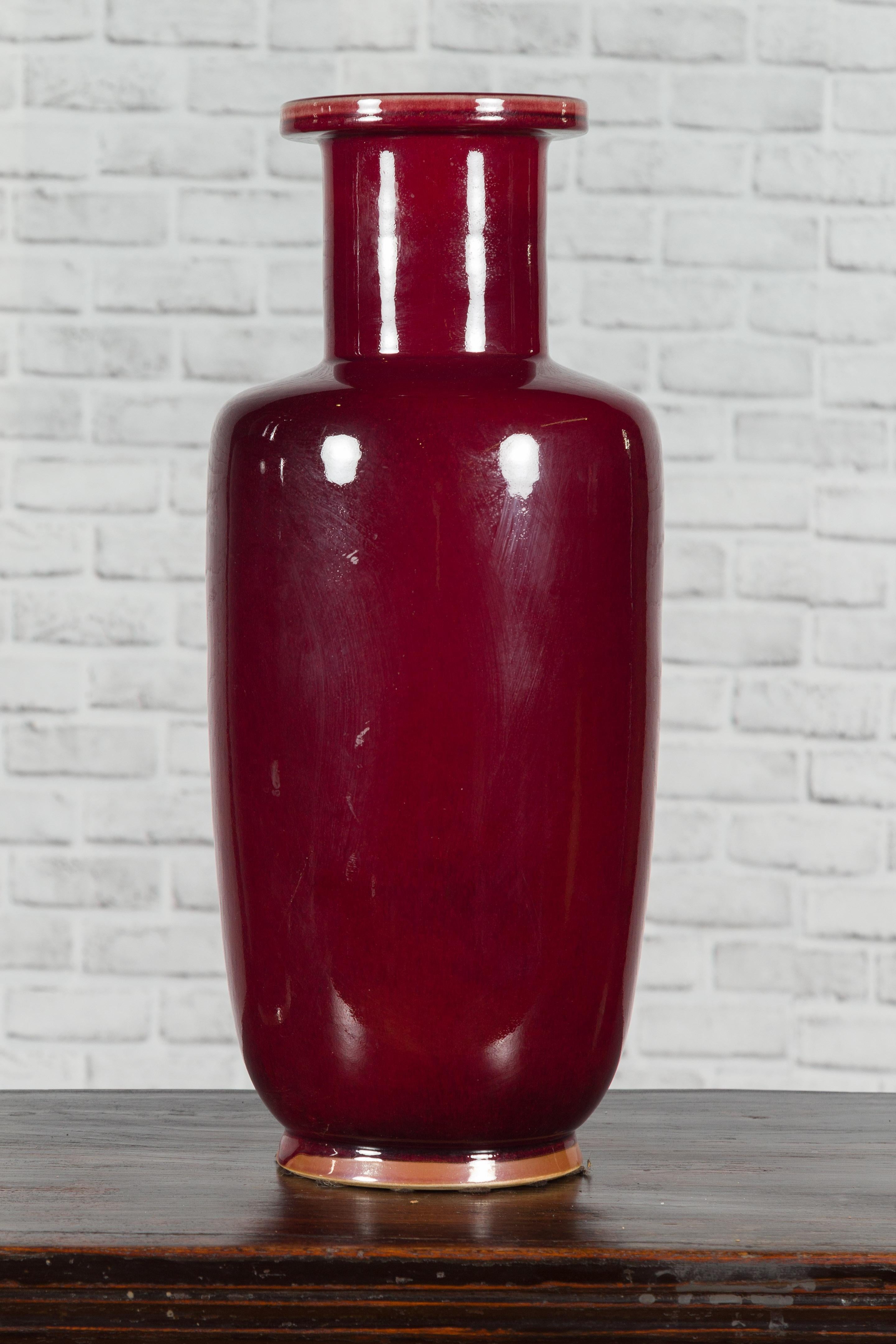 Ceramic Chinese Contemporary Oxblood Altar Vases with Tall Necks, Sold Individually