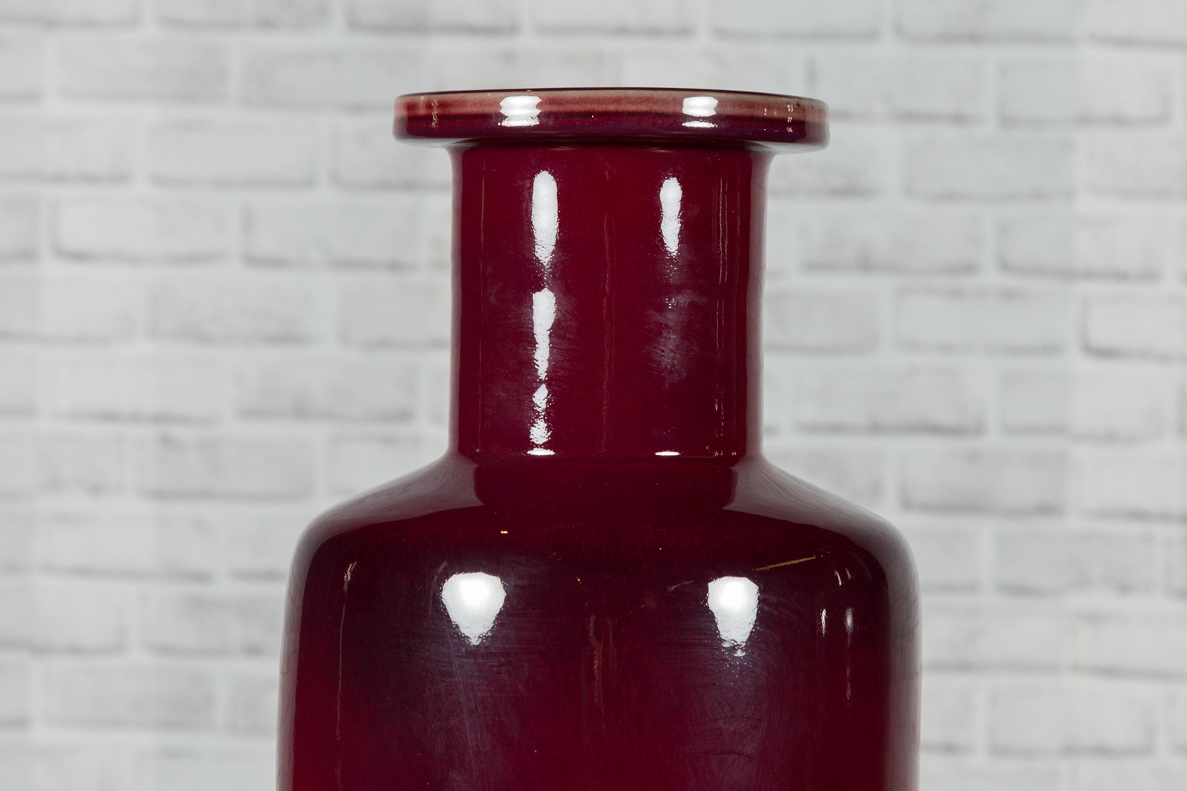 Chinese Contemporary Oxblood Altar Vases with Tall Necks, Sold Individually 1