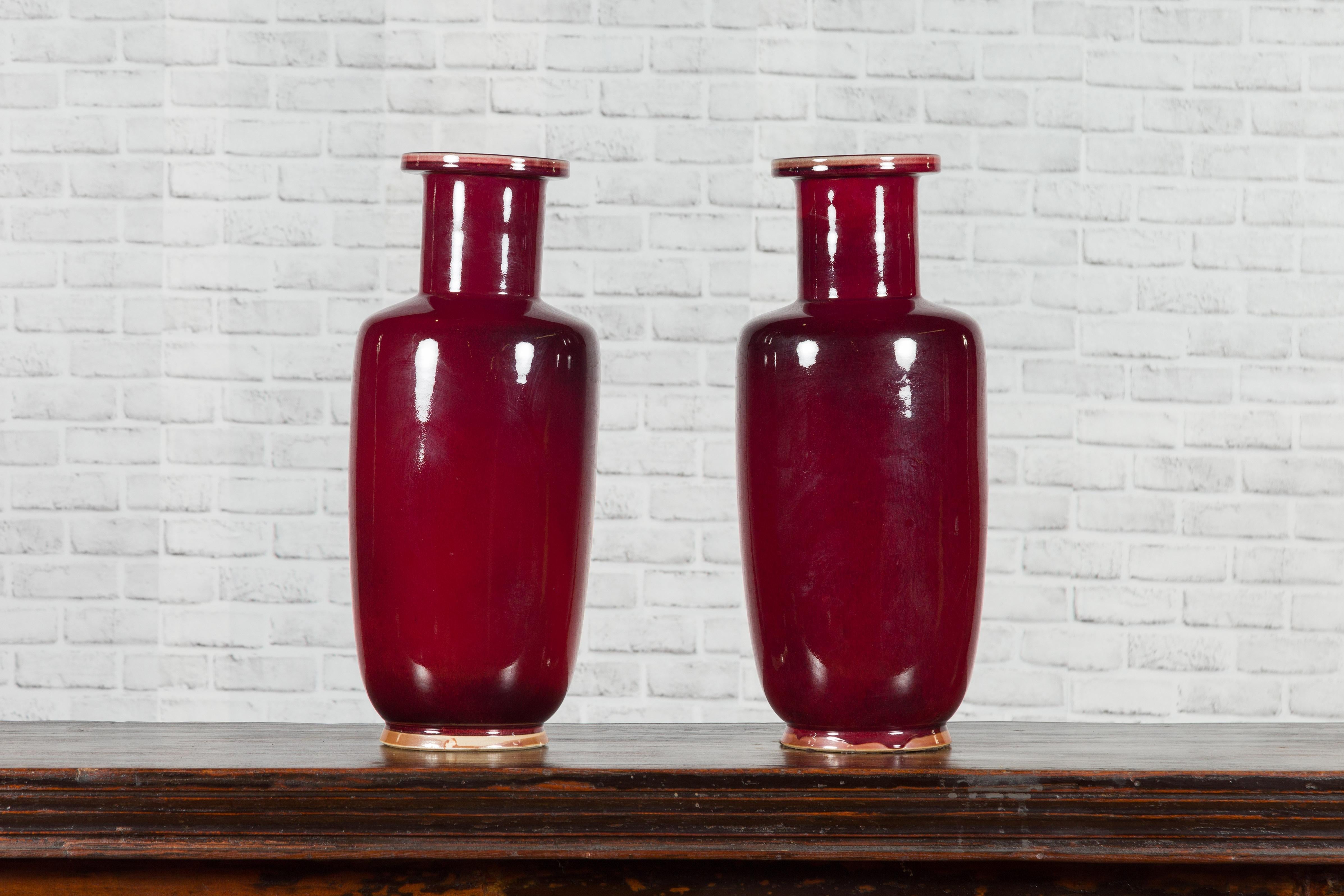 Chinese Contemporary Oxblood Altar Vases with Tall Necks, Sold Individually 3