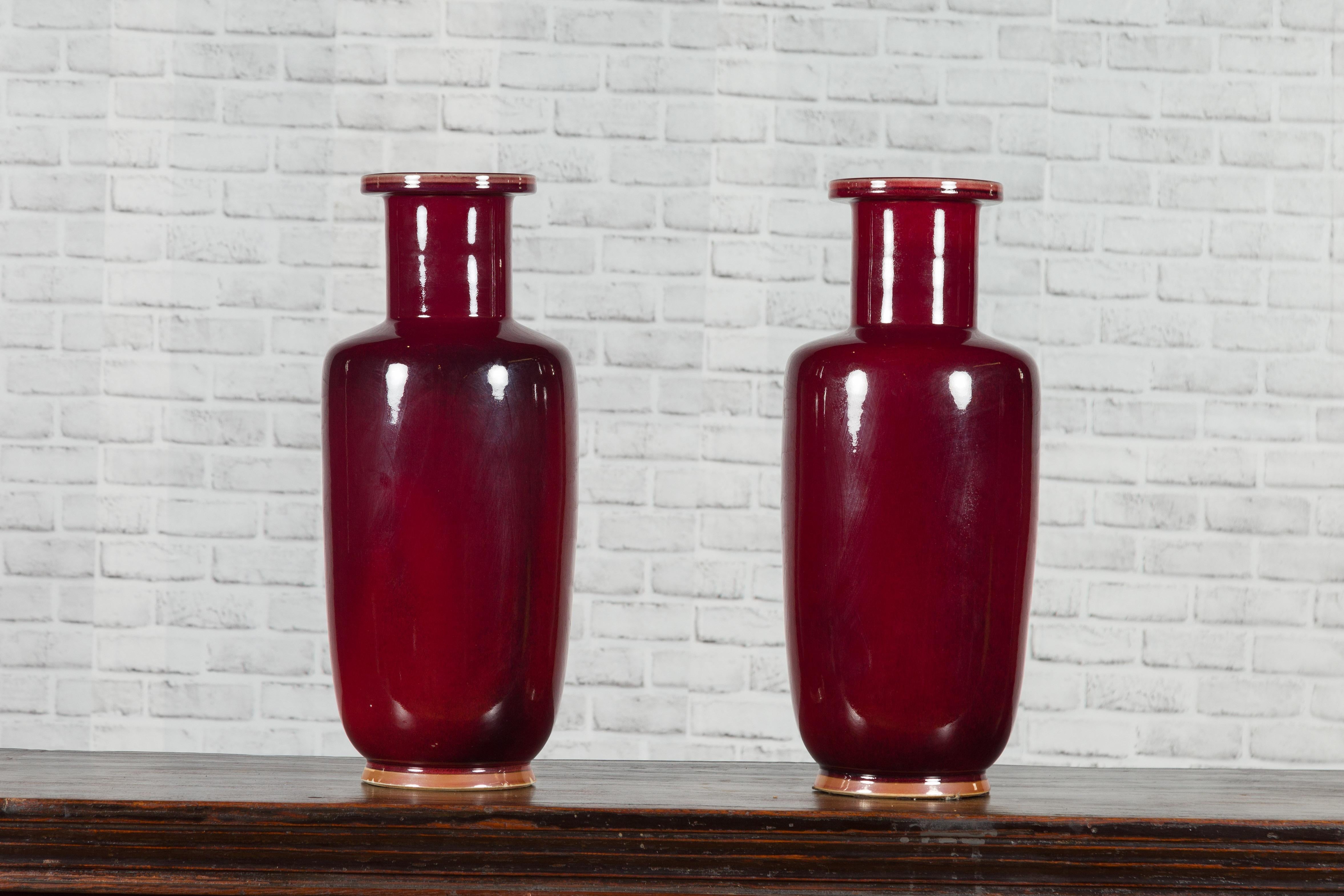 Chinese Contemporary Oxblood Altar Vases with Tall Necks, Sold Individually 5