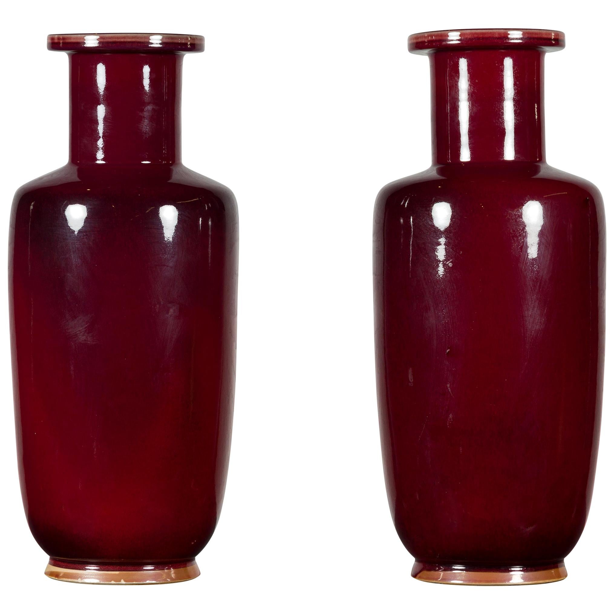 Chinese Contemporary Oxblood Altar Vases with Tall Necks, Sold Individually