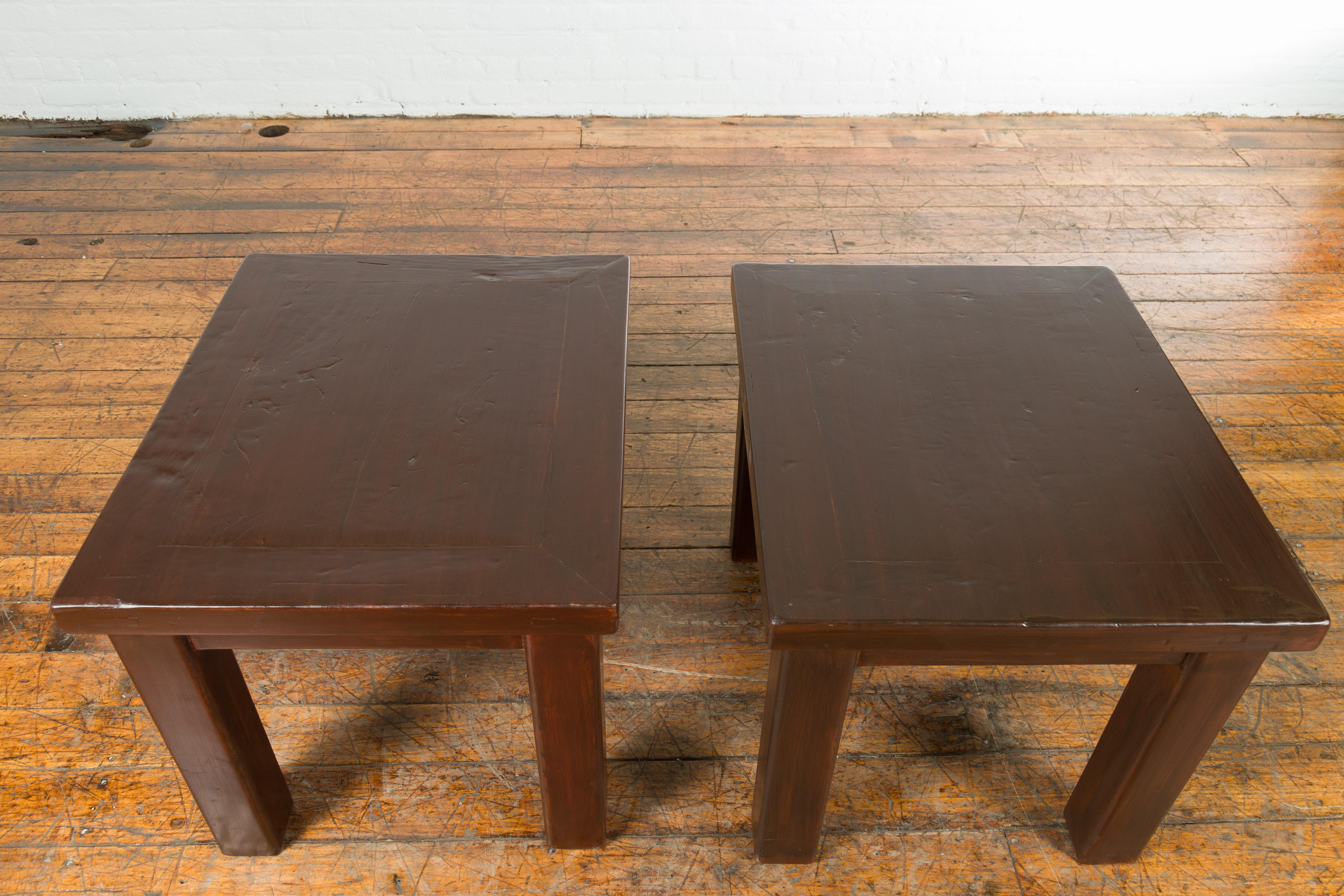 Chinese Contemporary Side Tables with Straight Legs and Dark Patina, Sold Each For Sale 4