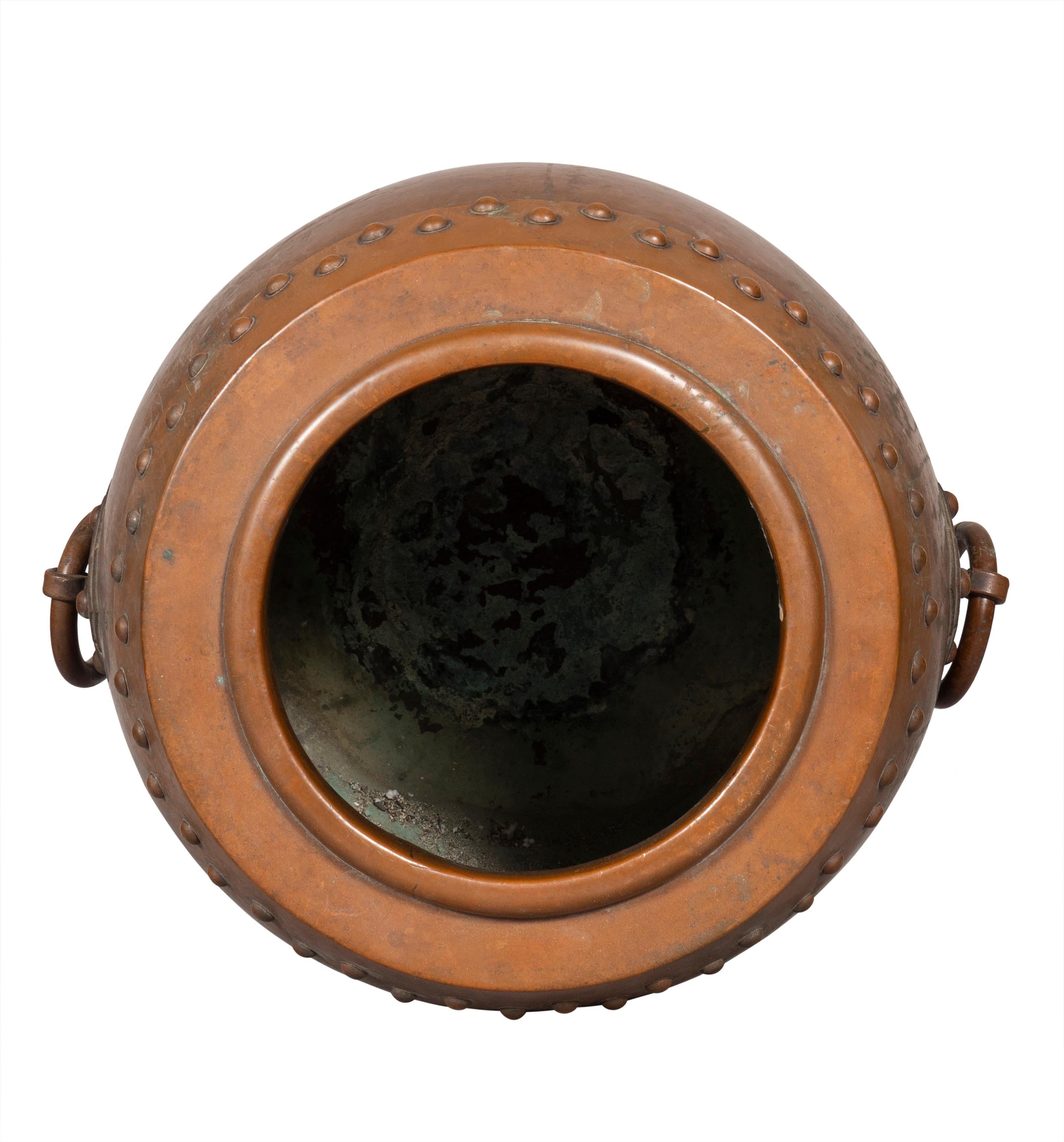 Chinese Copper And Bronze Barrel Form Planter For Sale 6