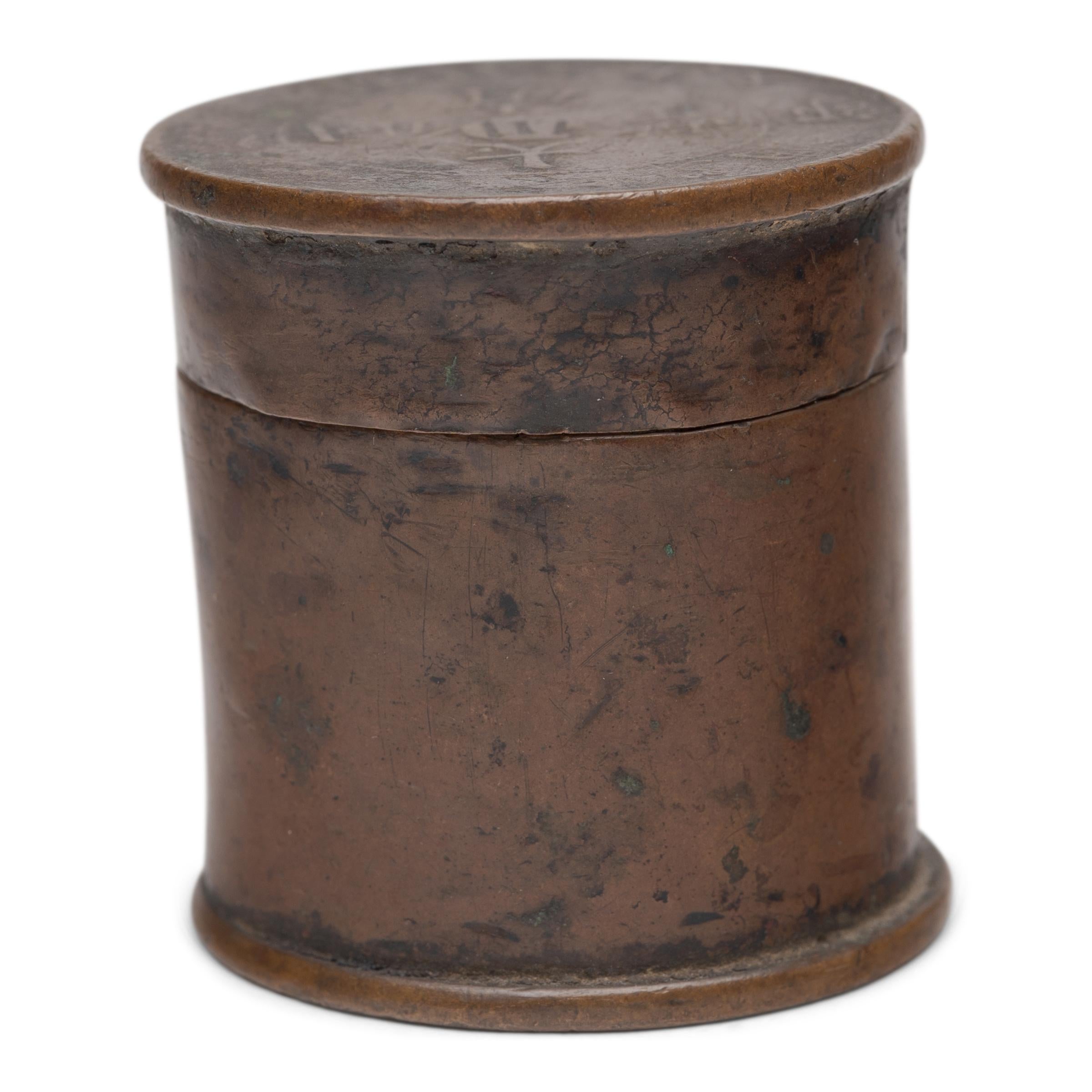 Chinese Copper Coin Opium Box, c. 1900 In Good Condition For Sale In Chicago, IL