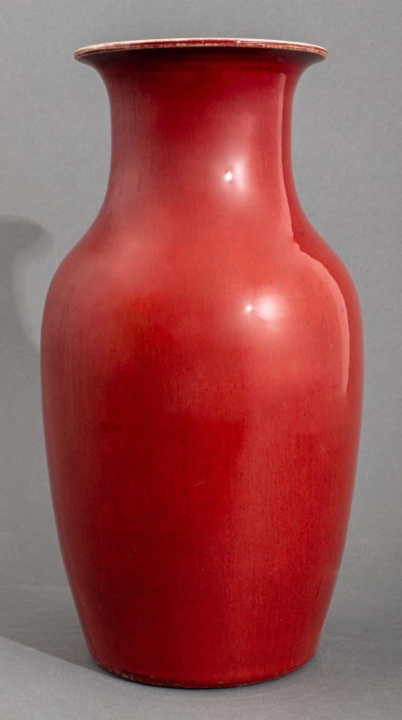 19th Century Chinese Copper Red Glazed Porcelain Baluster Vase For Sale