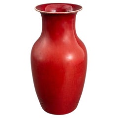Antique Chinese Copper Red Glazed Porcelain Baluster Vase