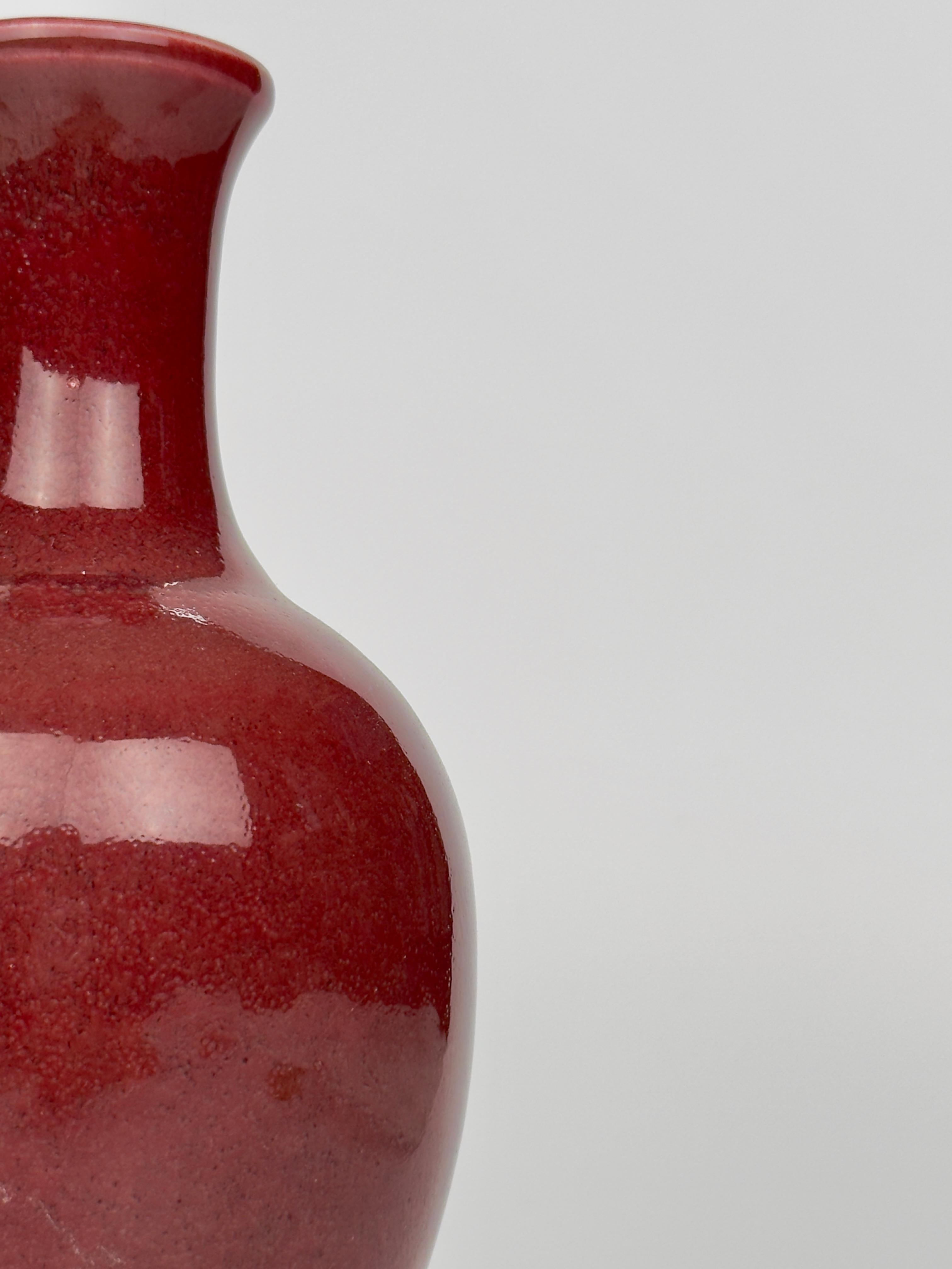 Ceramic Copper Red Glazed Vase, Late Qing Period, Guangxu Era For Sale