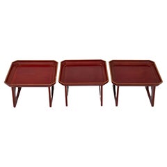 Chinese Copper Red Lacquer Stacking Tables, 3