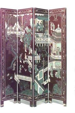 Chinese Coromandel 4-Fold Screens