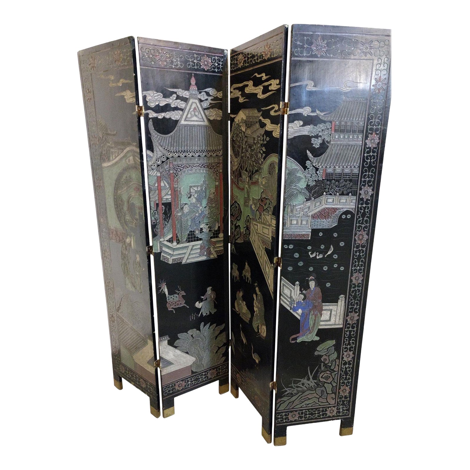 Chinese Coromandel 4-Fold Screens For Sale