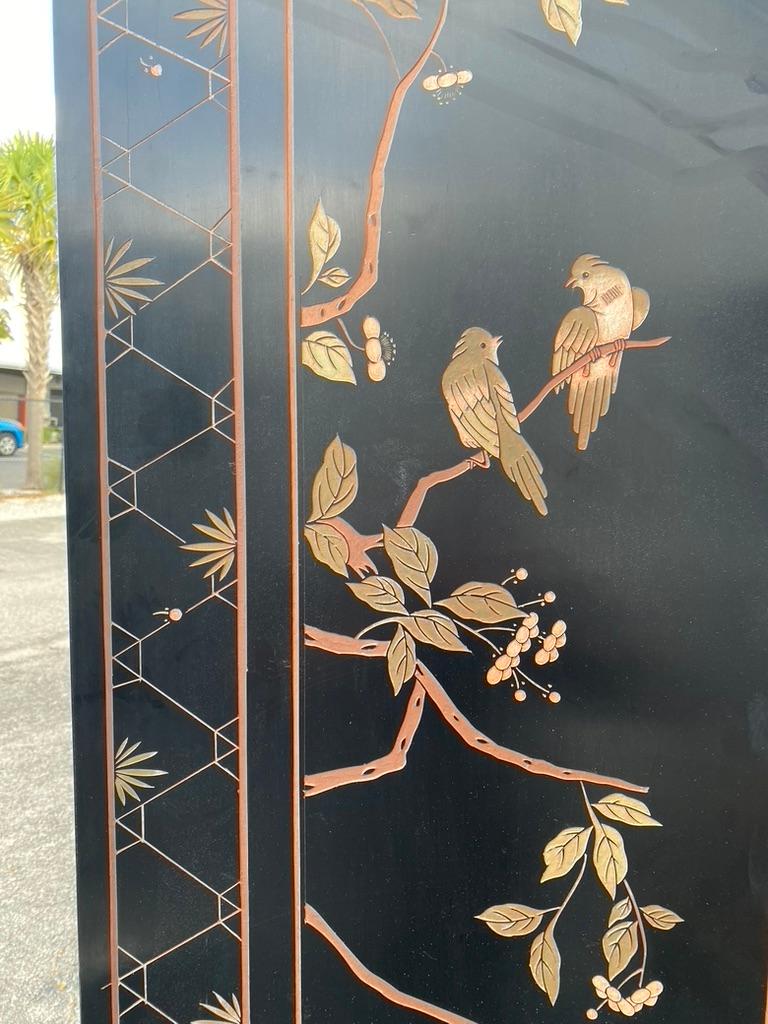 Chinese Export Chinese Coromandel 4 Panel Folding Screen For Sale