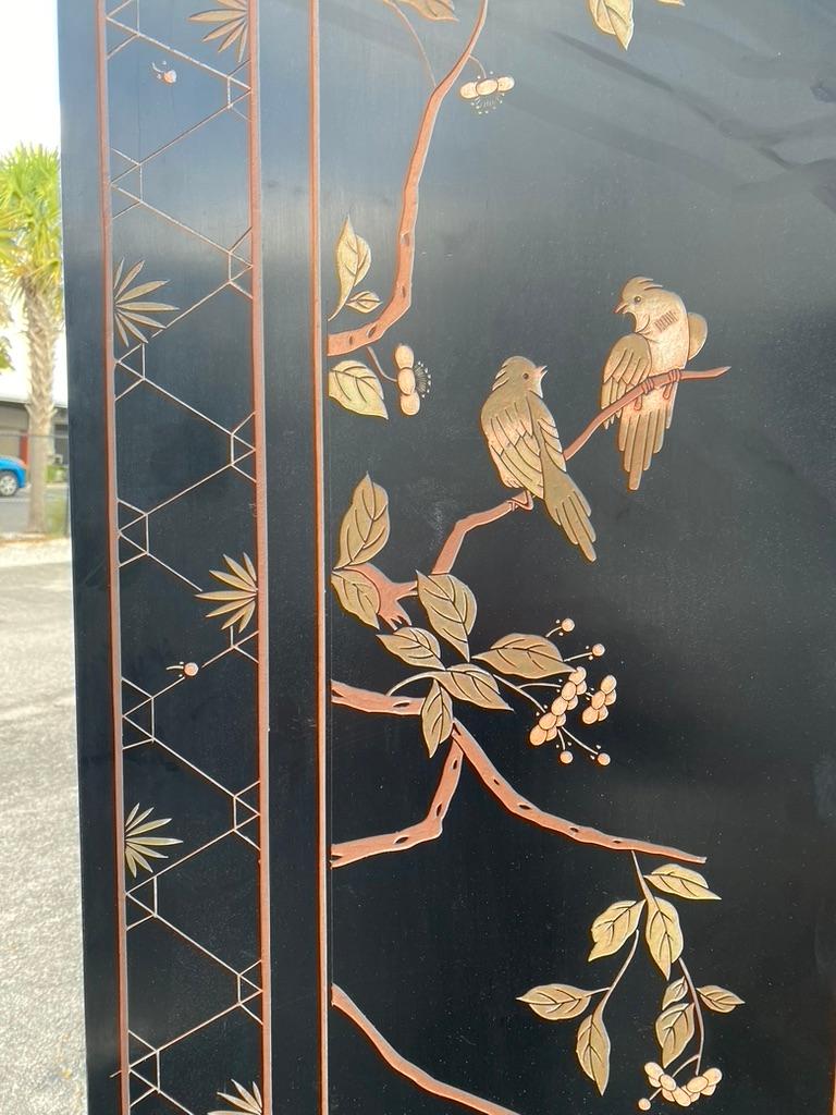 Chinese Export Chinese Coromandel 4 Panel Folding Screen For Sale